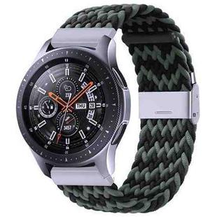 For Samsung Galaxy Watch 4 / Watch 5 20mm Nylon Braided Metal Buckle Watch Band(W Black Green)