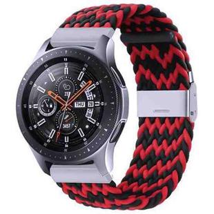 For Samsung Galaxy Watch 4 / Watch 5 20mm Nylon Braided Metal Buckle Watch Band(W Black Red)