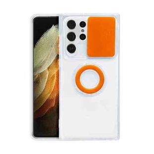 For Samsung Galaxy S22+ 5G Sliding Camera Cover TPU Protective Case with Ring Holder(Orange)