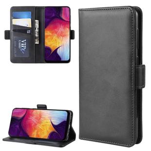 Dual-side Magnetic Buckle Horizontal Flip Leather Case for Galaxy A50, with Holder & Card Slots & Wallet & Photo Frame(Black)