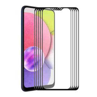 For Samsung Galaxy A03s 164mm 5 PCS ENKAY Hat-Prince Full Glue Tempered Glass 6D Full Coverage Anti-scratch Protector