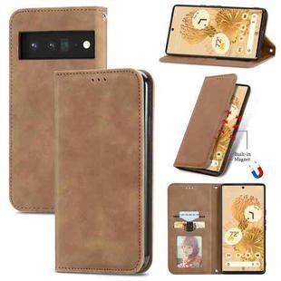 For Google Pixel 6 Retro Skin Feel Business Magnetic Horizontal Flip Leather Case With Holder & Card Slots & Wallet & Photo Frame(Brwon)