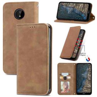 For Nokia C20 Retro Skin Feel Business Magnetic Horizontal Flip Leather Case With Holder & Card Slots & Wallet & Photo Frame(Brwon)