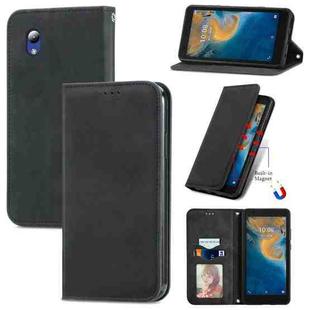 For ZTE Blade A31 Lite Retro Skin Feel Business Magnetic Horizontal Flip Leather Case With Holder & Card Slots & Wallet & Photo Frame(Black)