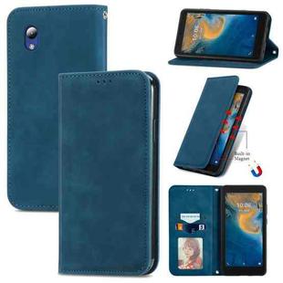 For ZTE Blade A31 Lite Retro Skin Feel Business Magnetic Horizontal Flip Leather Case With Holder & Card Slots & Wallet & Photo Frame(Blue)