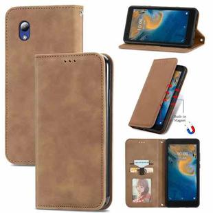 For ZTE Blade A31 Lite Retro Skin Feel Business Magnetic Horizontal Flip Leather Case With Holder & Card Slots & Wallet & Photo Frame(Brwon)