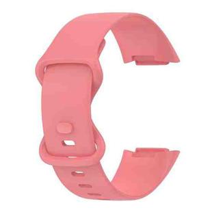 For Fitbit Charge 5 Monochromatic Silicone Watch Band, Size：Large Size(Pink)