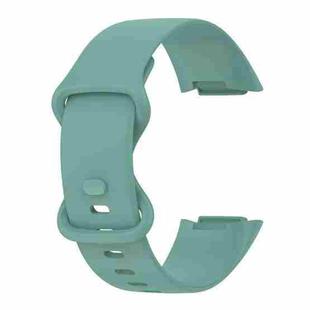 For Fitbit Charge 5 Monochromatic Silicone Watch Band, Size：Large Size(Pine needle green)
