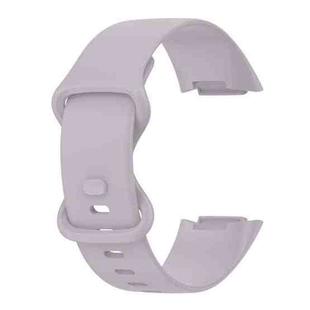 For Fitbit Charge 5 Monochromatic Silicone Watch Band, Size：Large Size(Lavender purple)