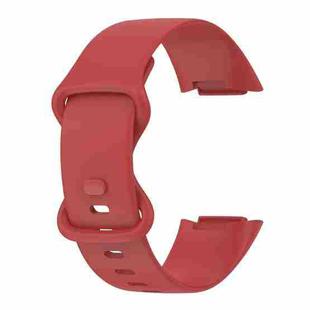 For Fitbit Charge 5 Monochromatic Silicone Watch Band, Size: Small Size(Red)