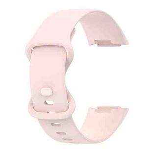 For Fitbit Charge 5 Monochromatic Silicone Watch Band, Size: Small Size(Sand pink)