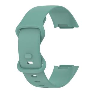 For Fitbit Charge 5 Monochromatic Silicone Watch Band, Size: Small Size(Pine needle green)