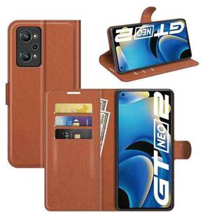 For OPPO Realme GT Neo2 Litchi Texture Horizontal Flip Protective Case with Holder & Card Slots & Wallet(Brown)