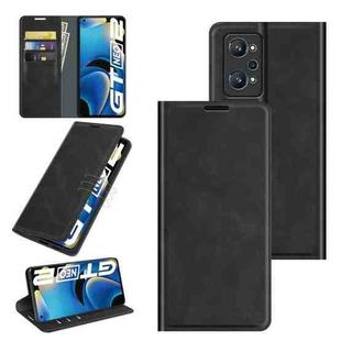 For OPPO Realme GT Neo2 Retro-skin Business Magnetic Suction Leather Case with Holder & Card Slots & Wallet(Black)
