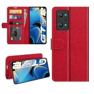 For OPPO Realme GT Neo2 R64 Texture Single Horizontal Flip Protective Case with Holder & Card Slots & Wallet& Photo Frame(Red)