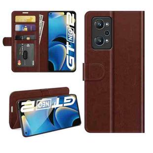 For OPPO Realme GT Neo2 R64 Texture Single Horizontal Flip Protective Case with Holder & Card Slots & Wallet& Photo Frame(Brown)