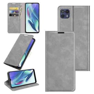 For Motorola Moto G50 5G Retro-skin Business Magnetic Suction Leather Case with Holder & Card Slots & Wallet(Grey)