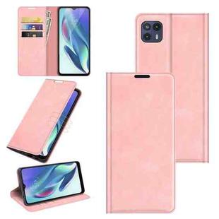 For Motorola Moto G50 5G Retro-skin Business Magnetic Suction Leather Case with Holder & Card Slots & Wallet(Pink)