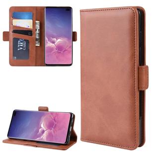 Dual-side Magnetic Buckle Horizontal Flip Leather Case for Galaxy S10 Plus, with Holder & Card Slots & Wallet & Photo Frame(Brown)