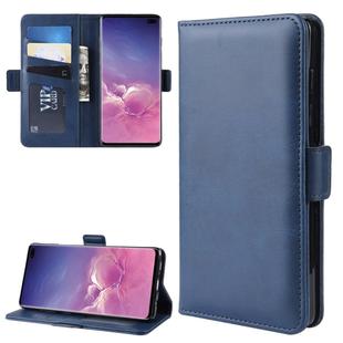 Dual-side Magnetic Buckle Horizontal Flip Leather Case for Galaxy S10 Plus, with Holder & Card Slots & Wallet & Photo Frame(Dark Blue)
