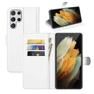 For Samsung Galaxy S22 Ultra 5G Litchi Texture Horizontal Flip Protective Case with Holder & Card Slots & Wallet(White)