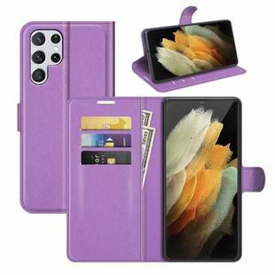 For Samsung Galaxy S22 Ultra 5G Litchi Texture Horizontal Flip Protective Case with Holder & Card Slots & Wallet(Purple)