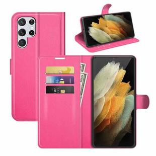 For Samsung Galaxy S22 Ultra 5G Litchi Texture Horizontal Flip Protective Case with Holder & Card Slots & Wallet(Rose Red)