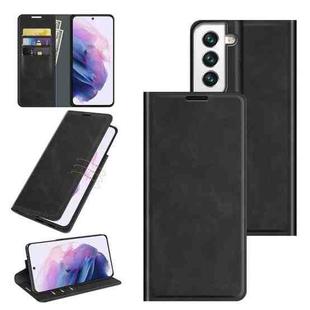 For Samsung Galaxy S22 5G Retro-skin Business Magnetic Suction Leather Case with Holder & Card Slots & Wallet(Black)