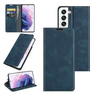 For Samsung Galaxy S22 5G Retro-skin Business Magnetic Suction Leather Case with Holder & Card Slots & Wallet(Dark Blue)