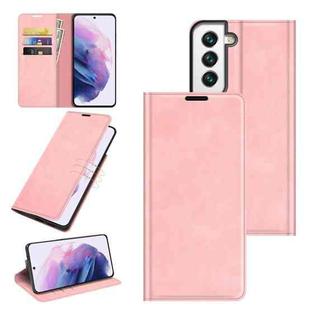 For Samsung Galaxy S22 5G Retro-skin Business Magnetic Suction Leather Case with Holder & Card Slots & Wallet(Pink)