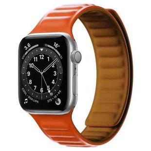 Silicone Magnetic Strap Watch Band For Apple Watch Ultra 49mm / Series 8&7 45mm / SE 2&6&SE&5&4 44mm / 3&2&1 42mm(Orange Red)