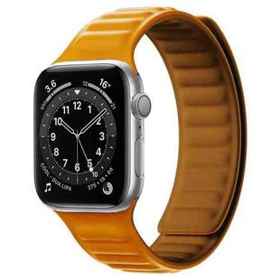 Silicone Magnetic Strap Watch Band For Apple Watch Ultra 49mm / Series 8&7 45mm / SE 2&6&SE&5&4 44mm / 3&2&1 42mm(Orange Yellow)
