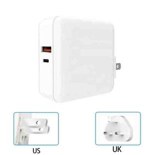 A6 65W QC 3.0 USB + PD Type-C Dual Fast Charging Laptop Adapter for MacBook Series, US Plug + UK Plug