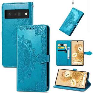 For Google Pixel 6 Mandala Embossing Pattern Horizontal Flip Leather Case with Holder & Card Slots & Wallet & Lanyard(Blue)