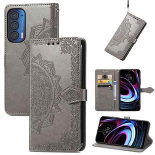 For Motorola Edge 2021 Mandala Embossing Pattern Horizontal Flip Leather Case with Holder & Card Slots & Wallet & Lanyard(Gray)