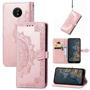 For Nokia C20 Mandala Embossing Pattern Horizontal Flip Leather Case with Holder & Card Slots & Wallet & Lanyard(Rose Gold)