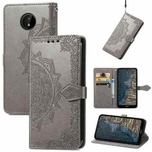 For Nokia C20 Mandala Embossing Pattern Horizontal Flip Leather Case with Holder & Card Slots & Wallet & Lanyard(Gray)