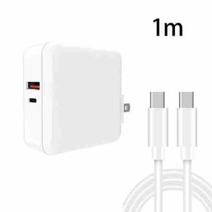 A6 65W QC 3.0 USB + PD USB-C / Type-C Dual Fast Charging Laptop Adapter + 1m USB-C / Type-C to USB-C / Type-C Data Cable Set for MacBook Series, US Plug