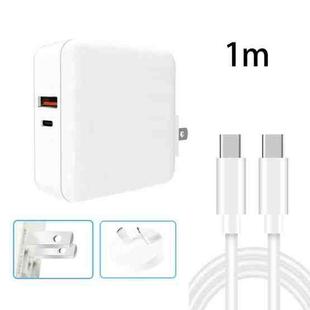 A6 65W QC 3.0 USB + PD USB-C / Type-C Dual Fast Charging Laptop Adapter + 1m USB-C / Type-C to USB-C / Type-C Data Cable Set for MacBook Series, US Plug + AU Plug