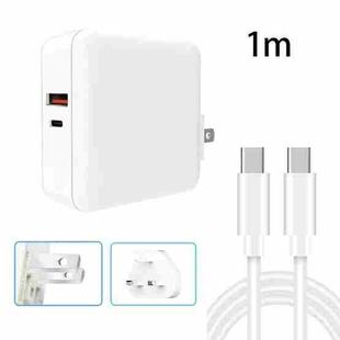 A6 65W QC 3.0 USB + PD USB-C / Type-C Dual Fast Charging Laptop Adapter + 1m USB-C / Type-C to USB-C / Type-C Data Cable Set for MacBook Series, US Plug + UK Plug