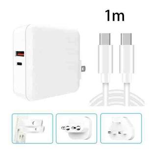 A6 65W QC 3.0 USB + PD USB-C / Type-C Dual Fast Charging Laptop Adapter + 1m USB-C / Type-C to USB-C / Type-C Data Cable Set for MacBook Series, US Plug + EU Plug + UK Plug