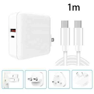 A6 65W QC 3.0 USB + PD USB-C / Type-C Dual Fast Charging Laptop Adapter + 1m USB-C / Type-C to USB-C / Type-C Data Cable Set for MacBook Series, US Plug + EU Plug + AU Plug + UK Plug