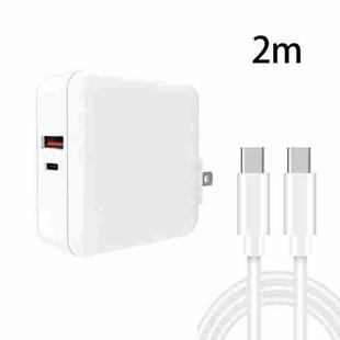 A6 65W QC 3.0 USB + PD USB-C / Type-C Dual Fast Charging Laptop Adapter + 2m USB-C / Type-C to USB-C / Type-C Data Cable Set for MacBook Series, US Plug