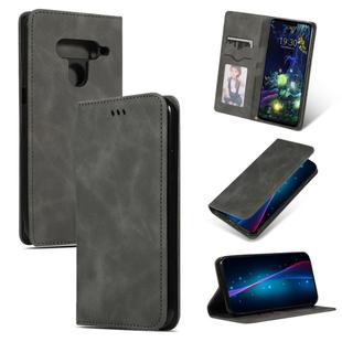 Retro Skin Feel Business Magnetic Horizontal Flip Leather Case for LG V50 & LG V50 ThinQ(Dark Gray)