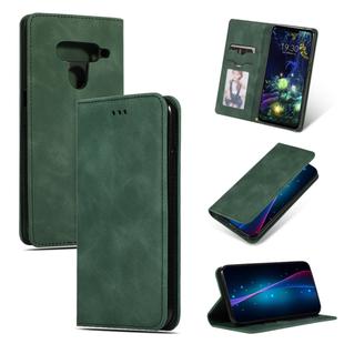 Retro Skin Feel Business Magnetic Horizontal Flip Leather Case for LG V50 & LG V50 ThinQ(Army Green)