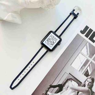 Knitting Leather Edge Sealing D-Type Strap For Apple Watch Series 8&7 41mm / SE 2&6&SE&5&4 40mm / 3&2&1 38mm(White+Blue)