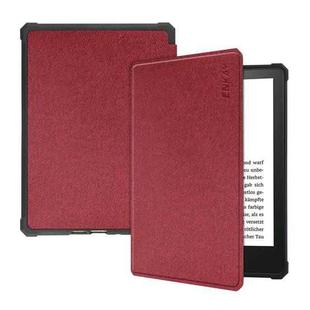 For Amazon Kindle Paperwhite 5 2021 ENKAY Solid Color Denim Texture Horizontal Flip Leather Tablet Case with Sleep / Wake-up Function(Wine Red)