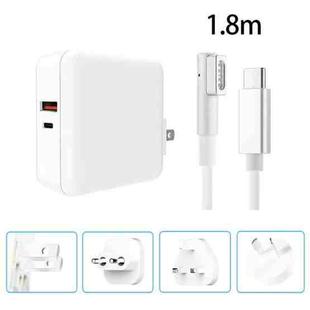 A6 PD 65W USB-C / Type-C + QC3.0 USB Laptop Adapter + 1.8m USB-C / Type-C to MagSafe 1 / L Data Cable Set for MacBook Series, US Plug + EU Plug + AU Plug + UK Plug