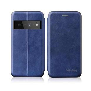 For Google Pixel 6 Pro Integrated Voltage Retro Texture Magnetic Leather Case with Card Slot & Holder(Blue)