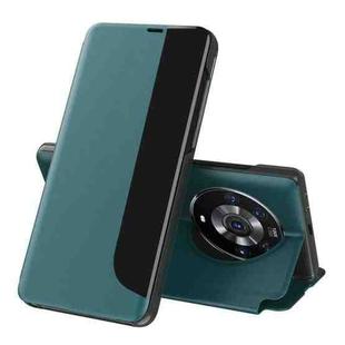 For Honor Magic3 Side Display Magnetic Shockproof Horizontal Flip Leather Case with Holder & Sleep / Wake-up Function(Green)